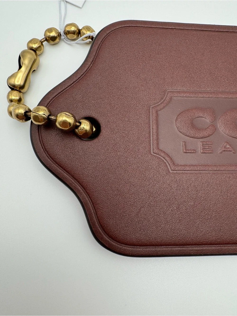 Coach XL Hangtag Bag Charm CBR57 Dark Brown Brass Leather NWT - Picture 12 of 16